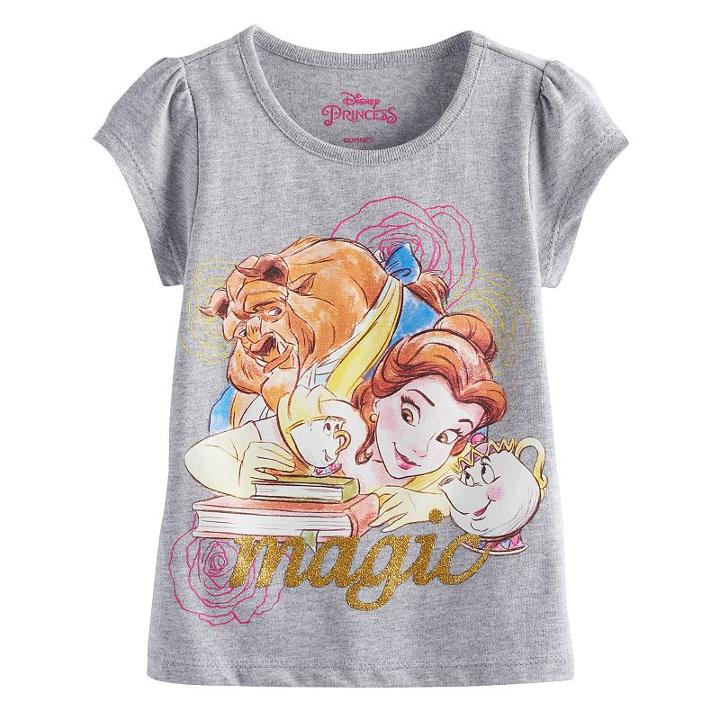 Disney's Beauty And The Beast Belle, Beast, Chip & Mrs. Potts Girls 4-6x Graphic Tee, Size: 4, Grey