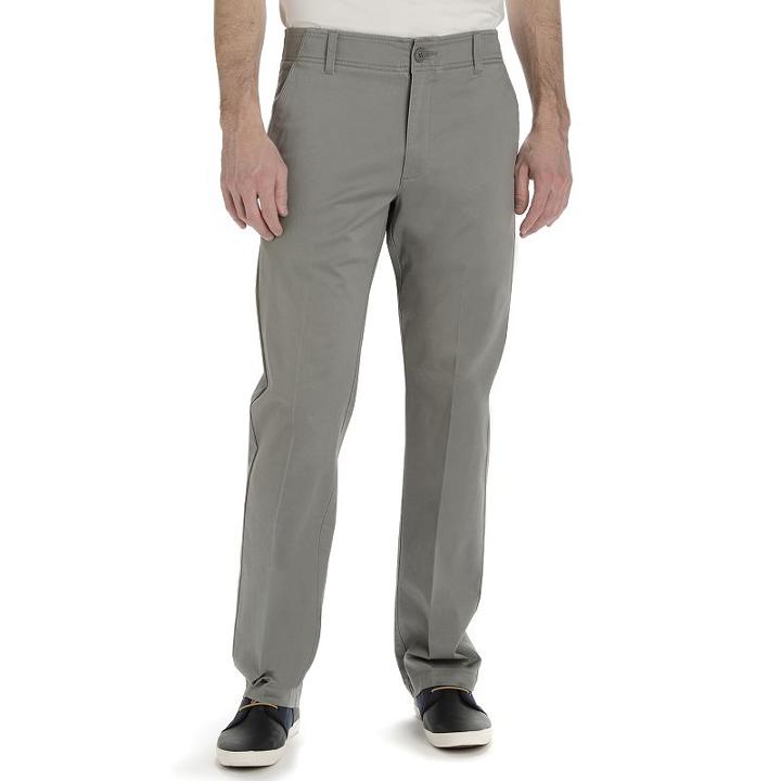 Men's Lee Performance Series Extreme Comfort Khaki Straight-fit Flat-front Pants, Size: 33x34, Dark Grey