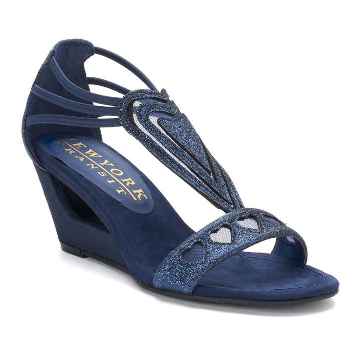 New York Transit Bring Excitement Women's Wedge Sandals, Size: 8.5 Wide, Blue