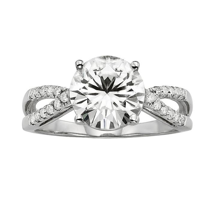 Forever Brilliant Round-cut Lab-created Moissanite Crisscross Engagement Ring In 14k White Gold (3 Ct. T.w.), Women's, Size: 5