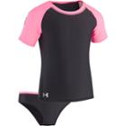Girls 7-16 Under Armour Wordmark Rashguard & Bottoms Swimsuit Set, Size: 8, Black