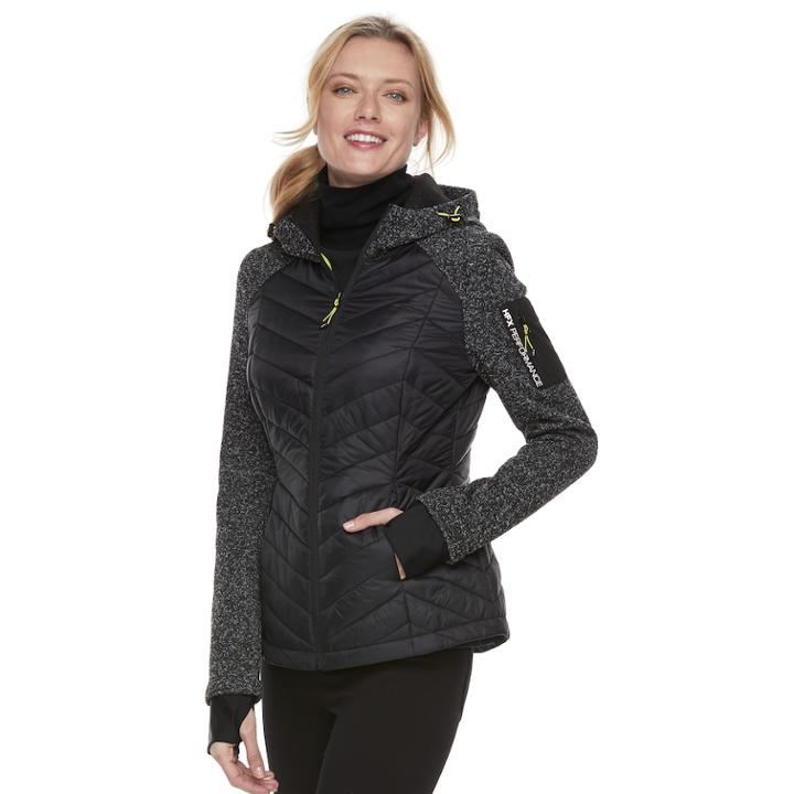 Women's Halitech Hooded Mixed-media Jacket, Size: Small, Black