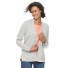 Women's Croft & Barrow&reg; Essential Open Front Cardigan, Size: Xs, Light Grey
