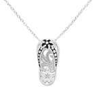 Primrose Sterling Silver Flower Flip-flop Pendant Necklace, Women's, Grey