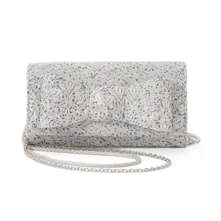 Lenore By La Regale Jacquard Flap Bow Clutch, Women's, Silver