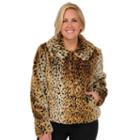 Plus Size Excelled Leopard Faux-fur Coat, Women's, Size: 1xl, Multicolor