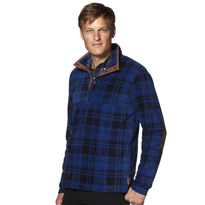 Big & Tall Chaps Classic-fit Plaid Microfleece Pullover, Men's, Size: 3xl Tall, Blue