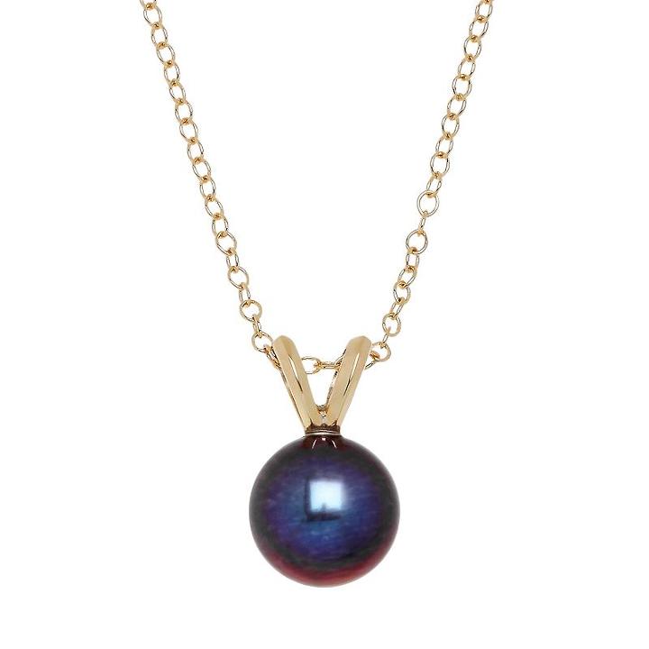 Freshwater By Honora 10k Gold Dyed Freshwater Cultured Pearl Pendant, Women's, Size: 18, Black