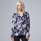 Women's Simply Vera Vera Wang Abstract Peasant Top, Size: Medium, Drk Purple