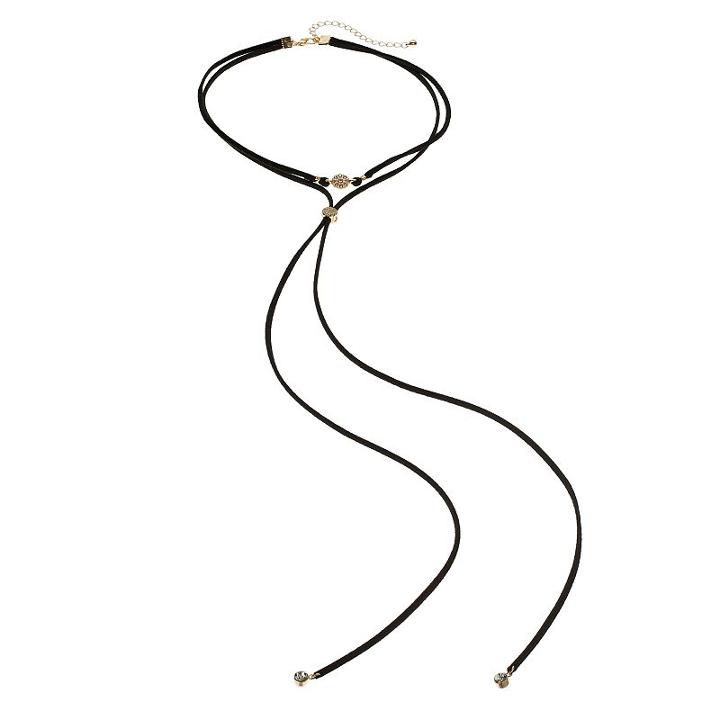 Mudd&reg; Black Faux Suede Bolo Choker Necklace, Women's