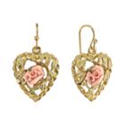 1928 Porcelain Rose Openwork Heart Drop Earrings, Women's, Pink