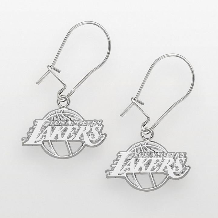 Los Angeles Lakers Sterling Silver Logo Drop Earrings, Women's, Grey