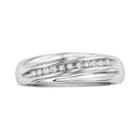 Love Always Sterling Silver 1/10-ct. T.w. Round-cut Diamond Wedding Band- Men, Size: 10, White