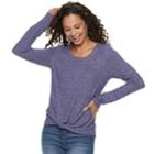 Juniors' So&reg; Twist Front Hatchi Cozy Top, Teens, Size: Xs, Purple