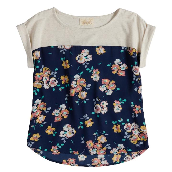 Girls 7-16 Rewind Rolled Cuff Sleeves Top, Size: Medium, Lt Beige