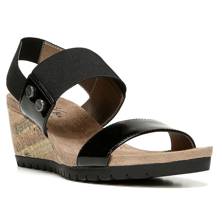Lifestride Notify Women's Wedge Sandals, Size: 7.5 Wide, Black