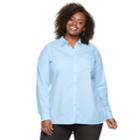 Plus Size Sonoma Goods For Life&trade; Poplin Button-down Shirt, Women's, Size: 2xl, Light Blue