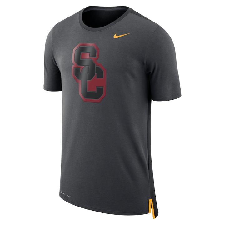 Men's Nike Usc Trojans Dri-fit Mesh Back Travel Tee, Size: Large, Grey (anthracite)