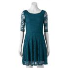 Juniors' Wrapper Floral Lace Skater Dress, Teens, Size: Xl, Brt Blue
