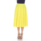 Women's White Mark Solid Midi Skirt, Size: Small, Yellow