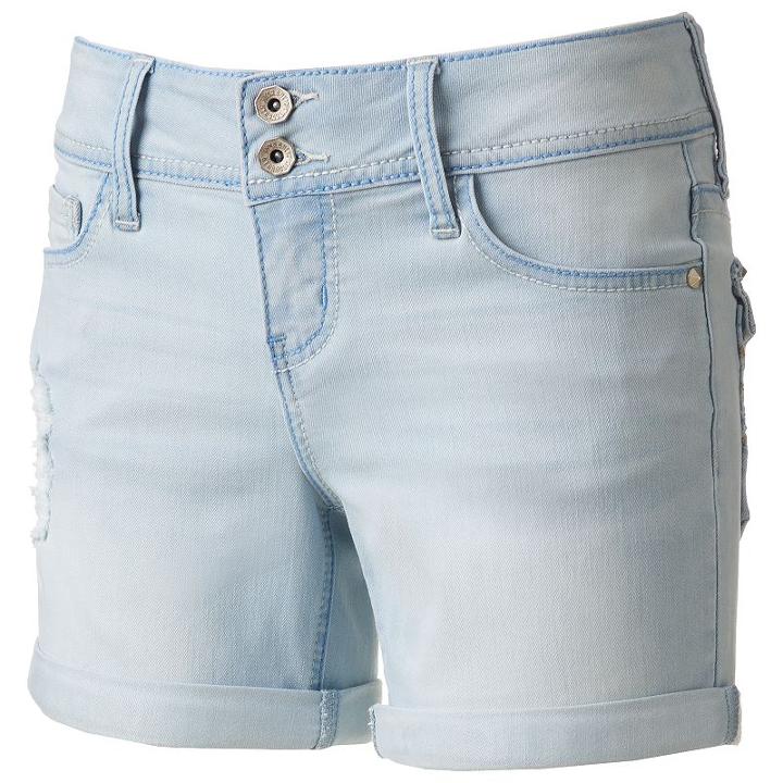 Juniors' Hydraulic Lola 2-button Midi Shorts, Teens, Size: 15, Blue