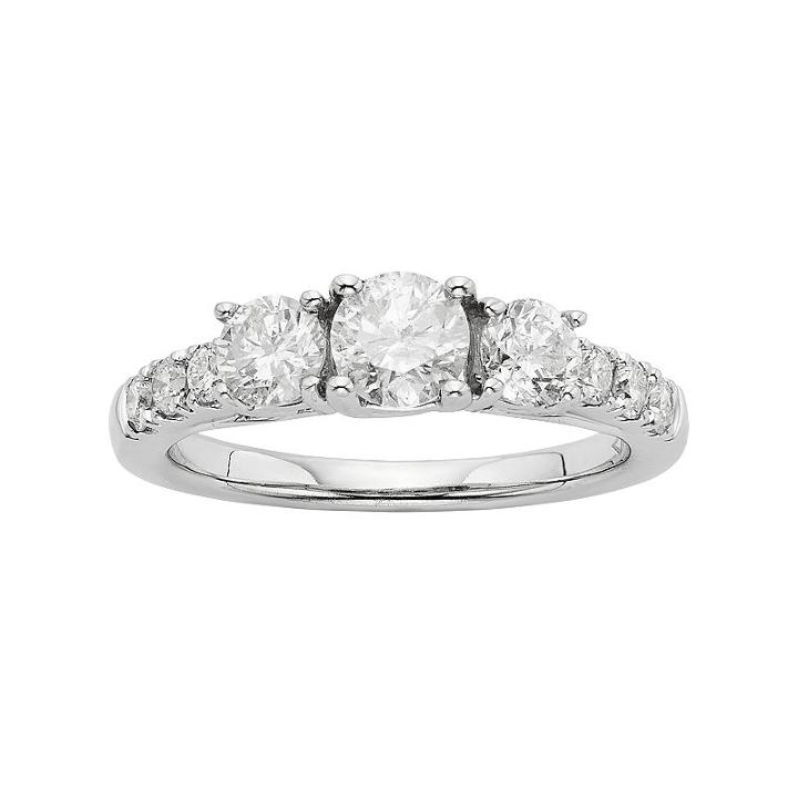 Round-cut Certified Diamond Engagement Ring In 14k White Gold (1 1/2 Ct. T.w.), Women's, Size: 7