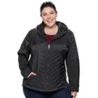 Plus Size Be Boundless Hooded Mixed-media Jacket, Women's, Size: 3xl, Black