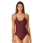 Juniors' California Sunshine Lace-up One-piece Swimsuit, Women's, Size: Small, Med Red