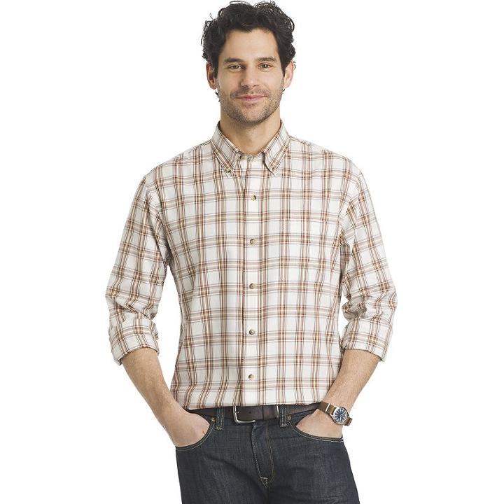 Men's Arrow Classic-fit Plaid Button-down Shirt, Size: Small, White Oth
