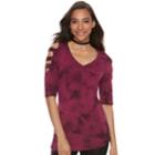 Women's Rock & Republic&reg; Embellished Cold-shoulder Cutout Tee, Size: Medium, Pink