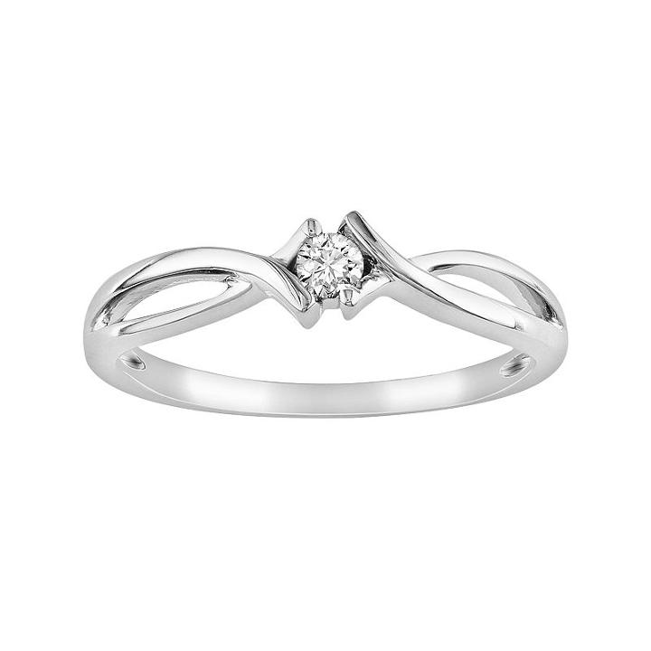 10k White Gold 1/10-ct. T.w. Diamond Bypass Ring, Women's, Size: 9