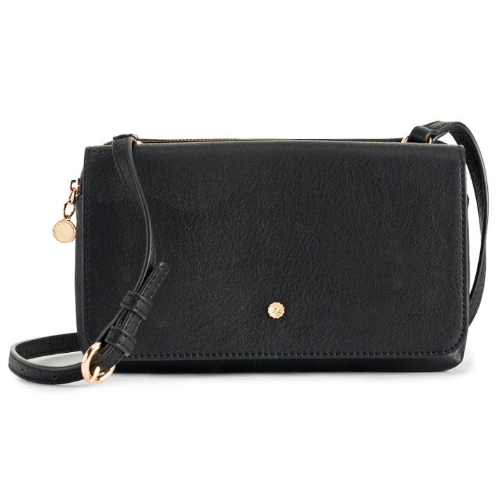 Lc Lauren Conrad Flap Crossbody Bag, Women's, Black