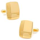 Stainless Steel Gold-plated Tartan Plaid Cuff Links, Men's, Gold