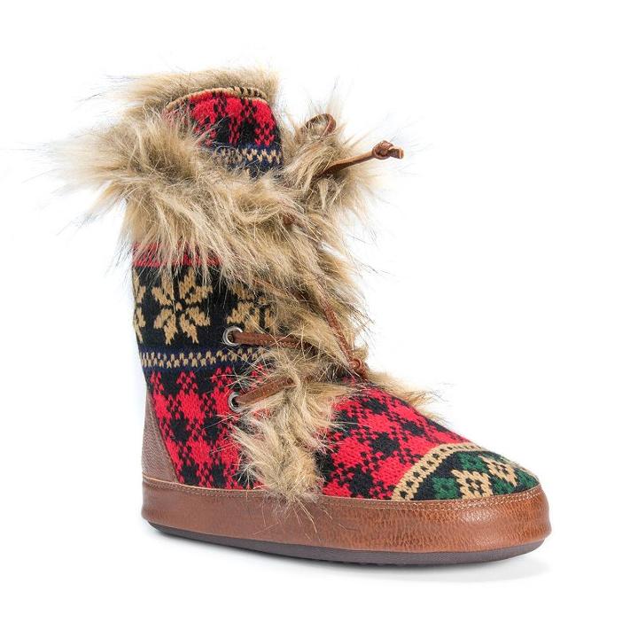 Muk Luks Women's Juno Knit Boot Slippers, Size: Xl, Red