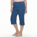 Plus Size Croft & Barrow&reg; Lace-up Capri Jeans, Women's, Size: Regular, Blue