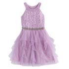 Girls 7-16 My Michelle Lace Bodice & Waterfall Skirt Dress, Size: Medium (7), Lt Purple