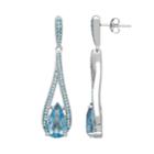 Artistique Sterling Silver Crystal Teardrop Earrings - Made With Swarovski Crystals, Women's, Blue