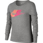 Girls 7-16 Nike Split Futura Long Sleeve Tee, Size: Medium, Grey