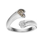 Silver Luxuries Marcasite & Crystal Heart Bypass Ring, Women's, Size: 8, Grey