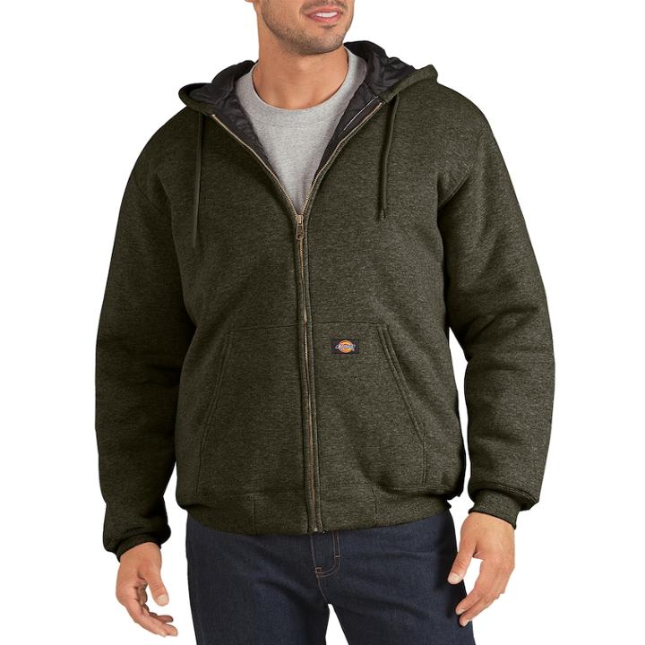 Men's Dickies Heavyweight Quilted Fleece Hoodie, Size: Large, Green