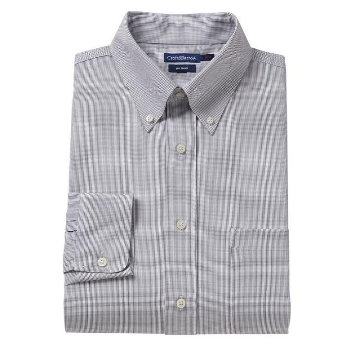 Men's Croft & Barrow&reg; Fitted No-iron Dress Shirt, Size: 17-32/33, White