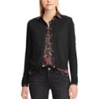 Women's Chaps Cropped Cardigan Sweater, Size: Medium, Black