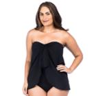 Plus Size Chaps Solid Draped One-piece Swimsuit, Women's, Size: 20 W, Black