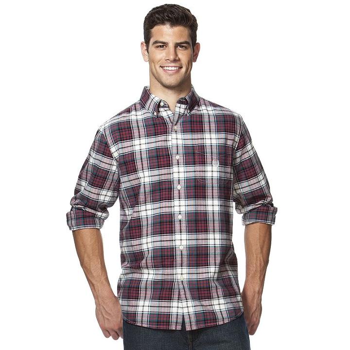 Men's Chaps Classic-fit Oxford Checked Button-down Shirt, Size: Large, Red