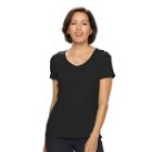 Women's Croft & Barrow&reg; Essential V-neck Tee, Size: Xl, Black
