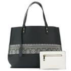 Yoki Reversible Canvas Tote & Coin Pouch, Women's, Black