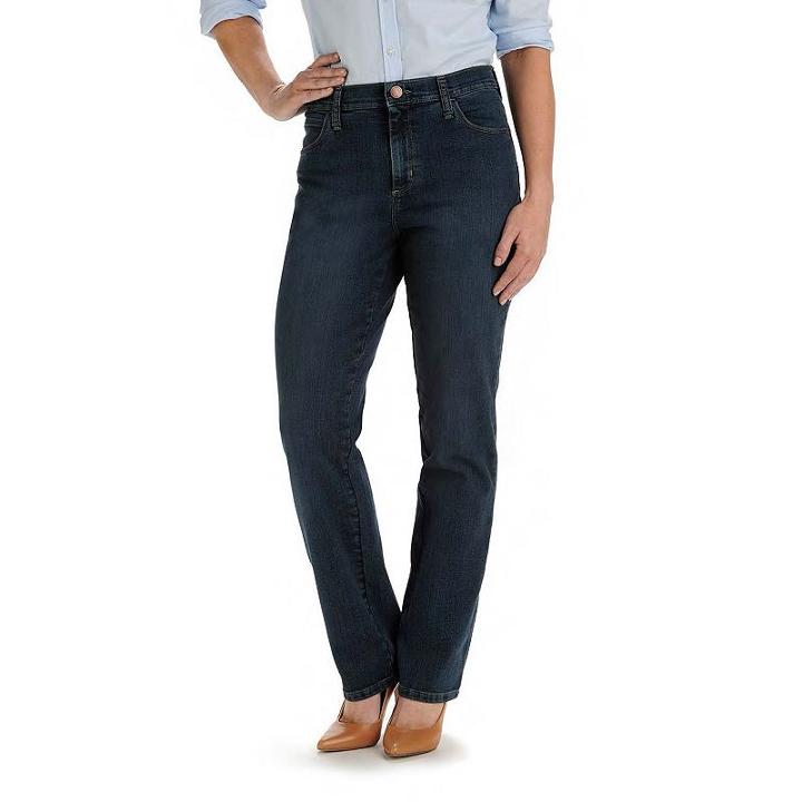 Women's Lee Relaxed Fit Straight Leg Jeans, Size: 12 Avg/reg, Dark Blue