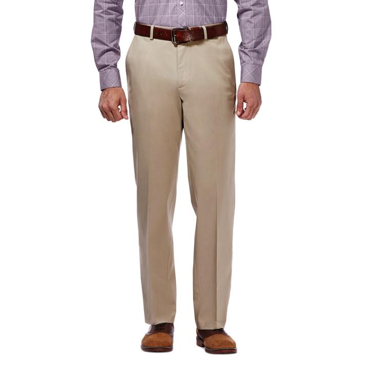Big & Tall Haggar&reg; Premium No-iron Stretch Classic-fit Flat-front Khaki Pants, Men's, Size: 34x36, Dark Beige
