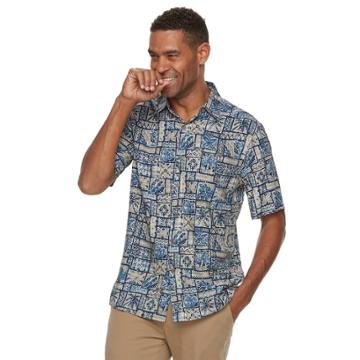 Men's Batik Bay Classic-fit Tropical Button-down Shirt, Size: Xl, Med Beige