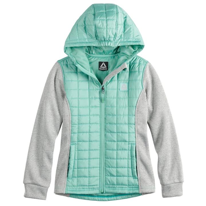 Girls 7-16 Reebok Spyder Fleece & Quilted Midweight Bubble Jacket, Size: 7-8, Green